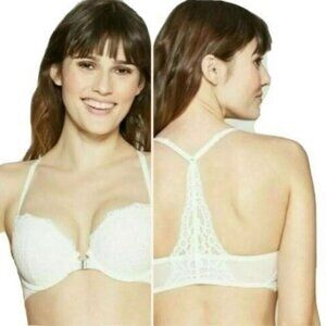 Auden Womens Bra The Radiant Plunge Coverage Push Up U/W Casual White 32C NEW